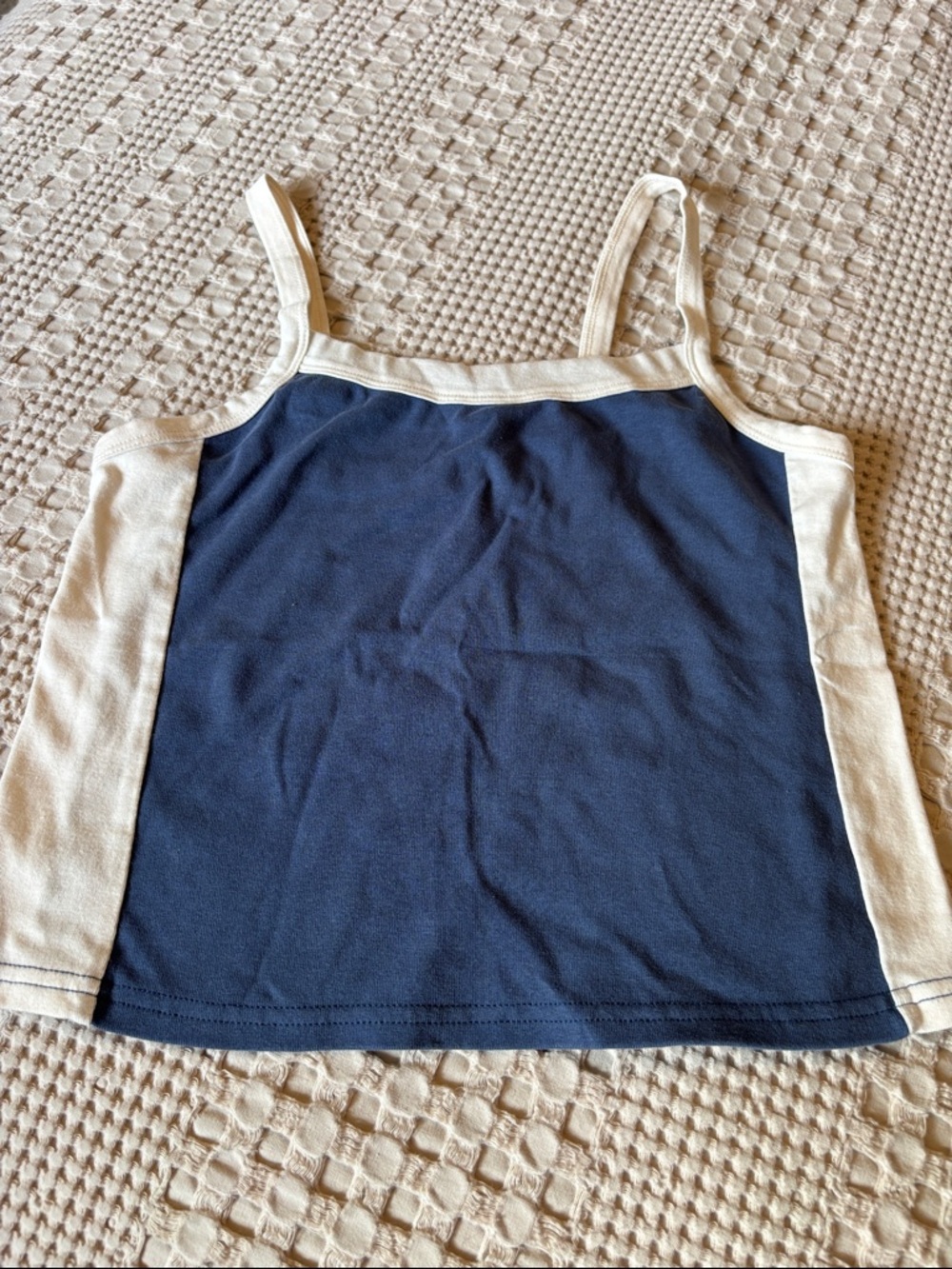 Blue Cream cropped tank